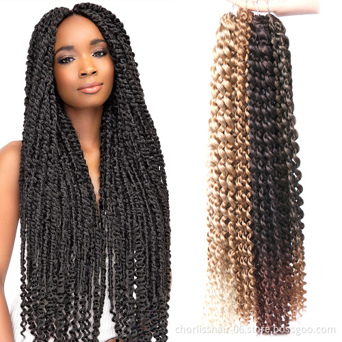 Ombre18 Inch Curly Passion Twist Crochet Braiding Hair Water Wave Synthetic Braids Hair Passion Twist Crochet Hair For Woman